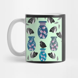 Quail, flowers and vases Mug